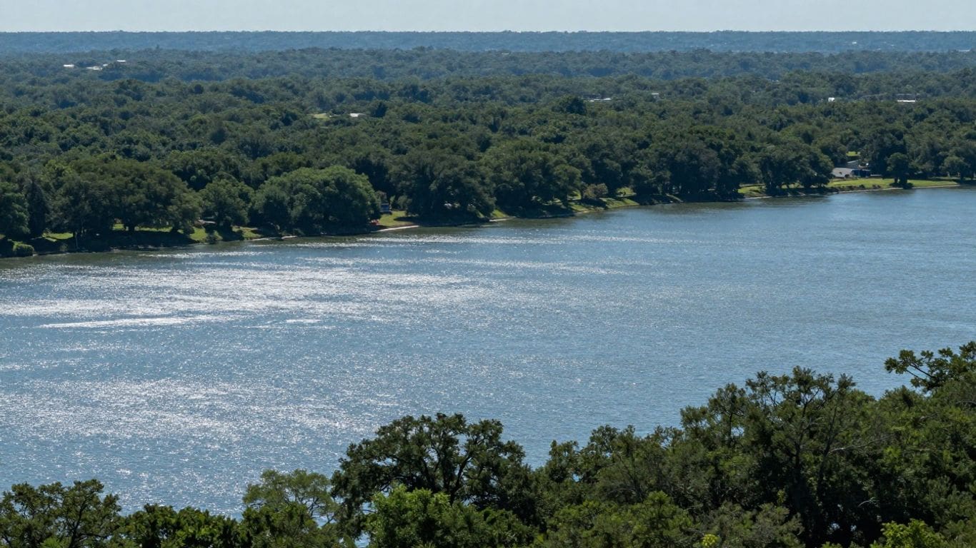 scenic view of lake with surrounding forest