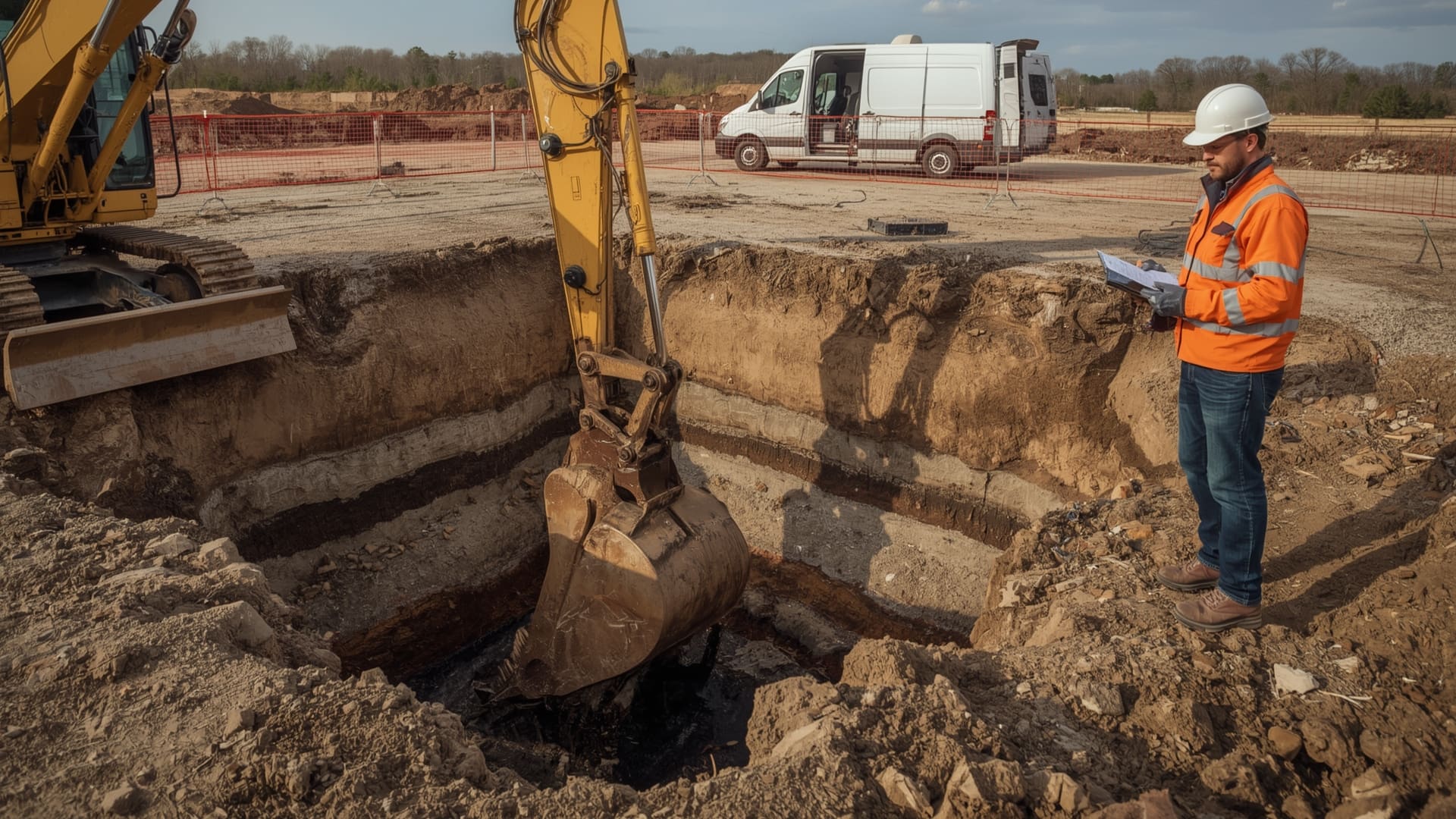 Soil excavation remediation work underway at contaminated land site after Phase II findings